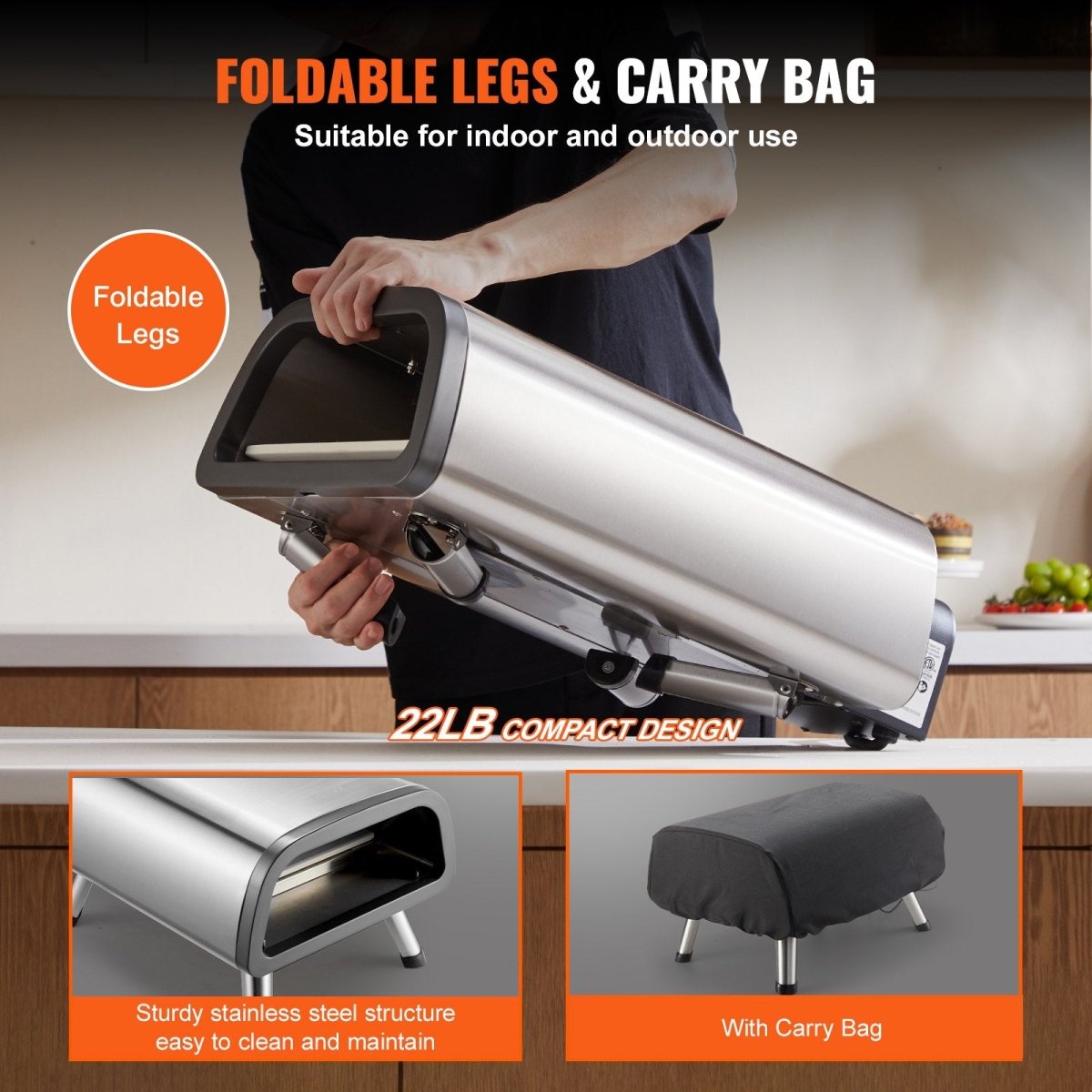 Electric Pizza Oven — 12" Countertop Pizza Maker, 850°F, Indoor & Outdoor - Smart Living Co.