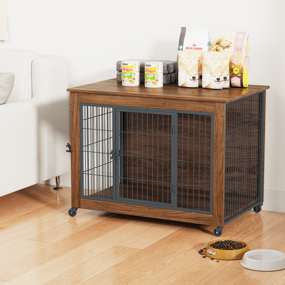 38.6" Dog Crate Furniture with Wheels - Indoor DogTable - Smart Living Co.