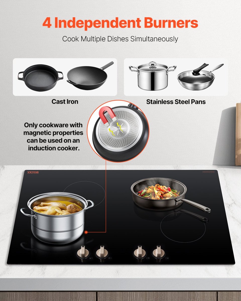 6600W 4-Burner Induction Cooktop with Knob Control | Electric Countertop Stove - Smart Living Co.