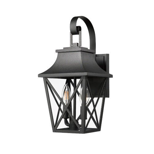 Black Outdoor Wall Light 2-Light Modern Porch Fixture - Smart Living Co.