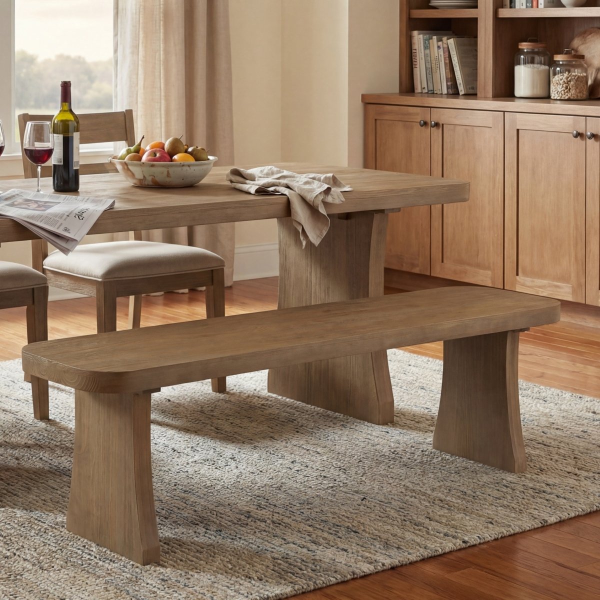 Indoor Pine Dining Bench 62.9" - Solid Wood, 350lbs, Seats 3 - Smart Living Co.