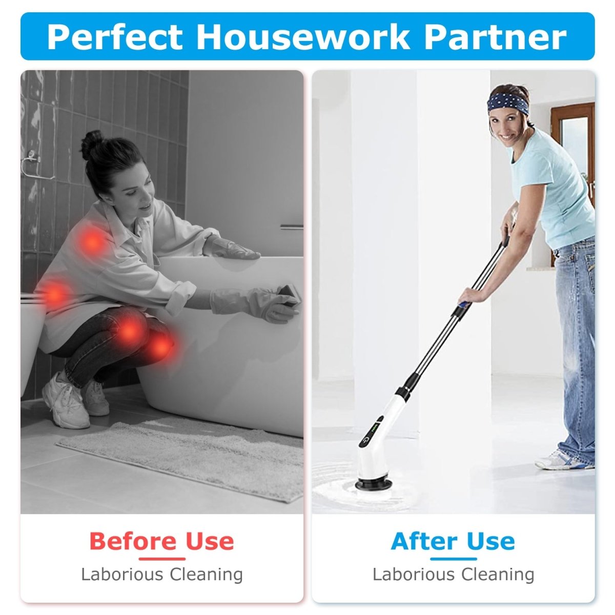 Electric Spin Scrubber — Cordless Cleaning Brush with 8 Replaceable Heads & Adjustable Handle - Smart Living Co.
