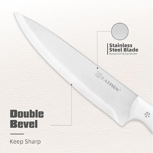 15-Piece Kitchen Knife Set — White Ergonomic Handles, Built-in Sharpener & Dishwasher Safe - Smart Living Co.