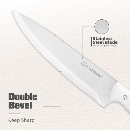 15-Piece Kitchen Knife Set — White Ergonomic Handles, Built-in Sharpener & Dishwasher Safe - Smart Living Co.
