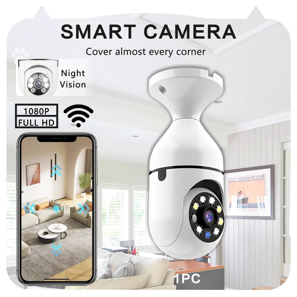 360° WiFi Light Bulb Security Camera, 2-Pack – 1080P - Smart Living Co.