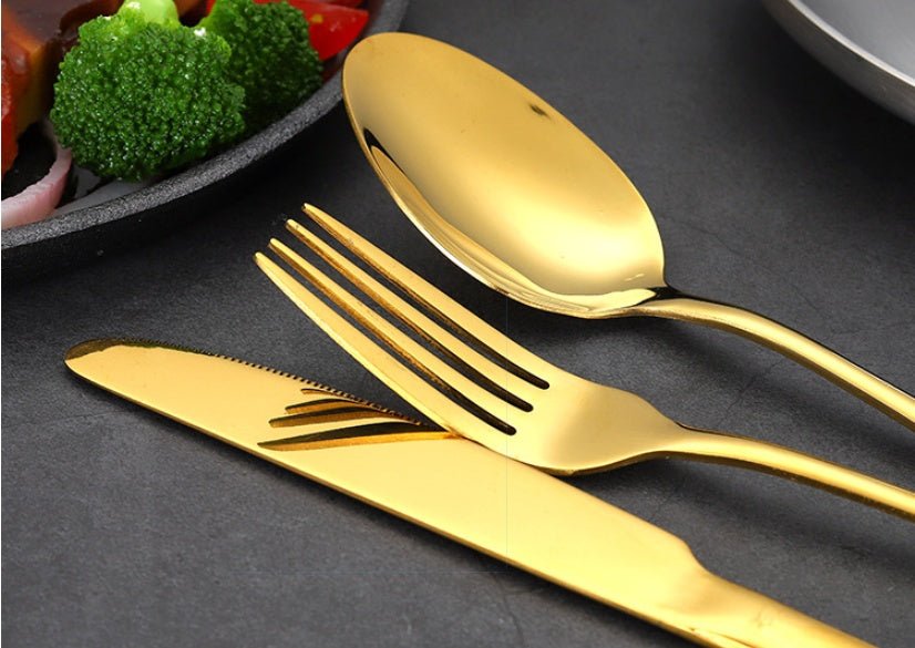 24-Piece Stainless Steel Cutlery Set — Colorful One-Piece Flatware - Smart Living Co.