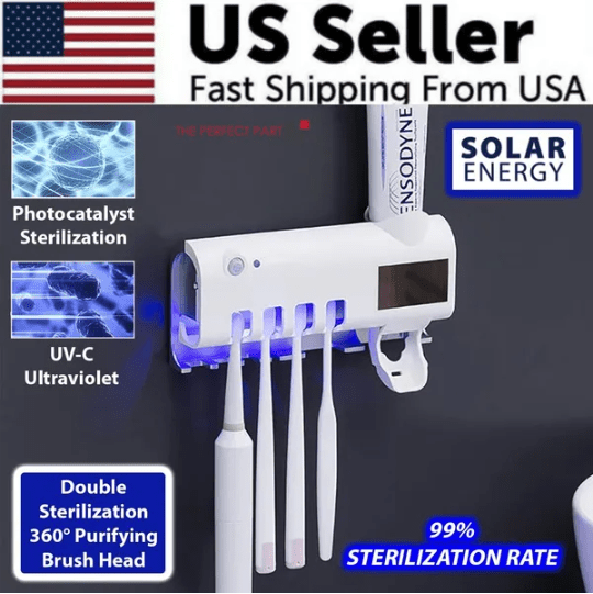 UV Light Toothbrush Sterilizer & Automatic Toothpaste Dispenser - Smart Living Co.