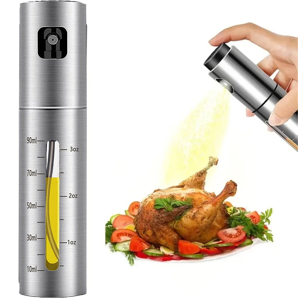 Stainless Steel Oil Dispenser Bottle — Press-Type Spray for Cooking & BBQ - Smart Living Co.