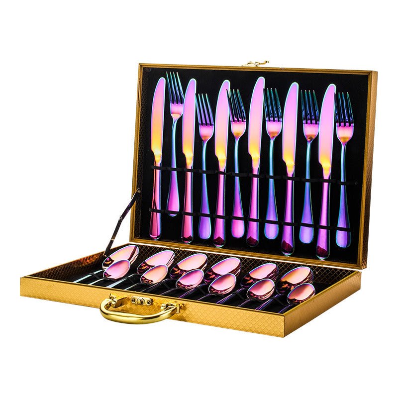 24-Piece Stainless Steel Cutlery Set — Colorful One-Piece Flatware - Smart Living Co.