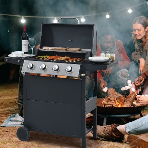 4-Burner Propane Gas Grill 34,000 BTU with Side Shelves - Smart Living Co.