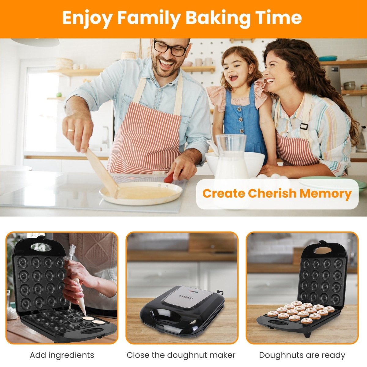 Mini Donut Maker Machine, 16-Hole – Non-Stick, 1400W - Smart Living Co.