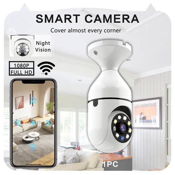 360° WiFi Light Bulb Security Camera, 2-Pack – 1080P - Smart Living Co.