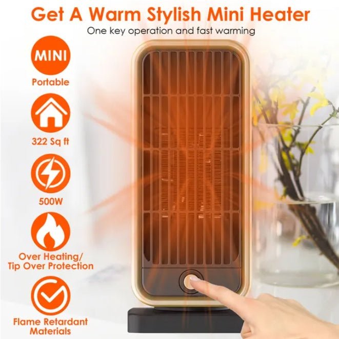 500W Portable Ceramic Space Heater for Home & Office - Smart Living Co.