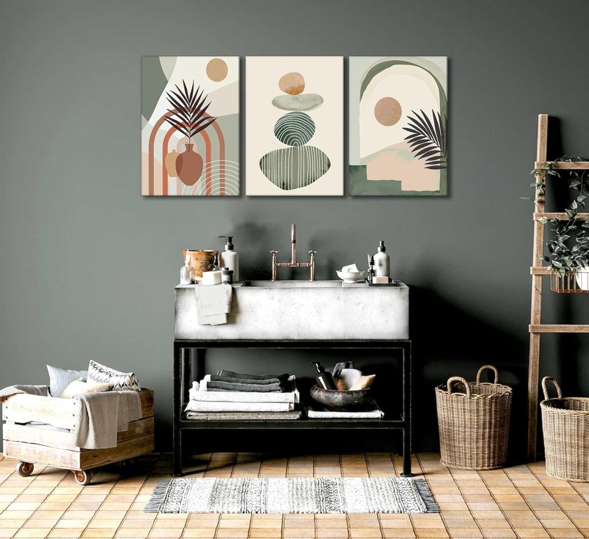 Boho Canvas Wall Art — 3-Piece Framed Set, Ready to Hang - Smart Living Co.
