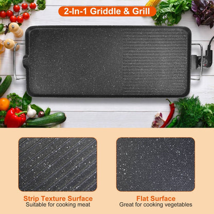 Electric BBQ Grill Griddle — 1500W Non-Stick Indoor/Outdoor Hot Plate with 5 Heat Settings - Smart Living Co.