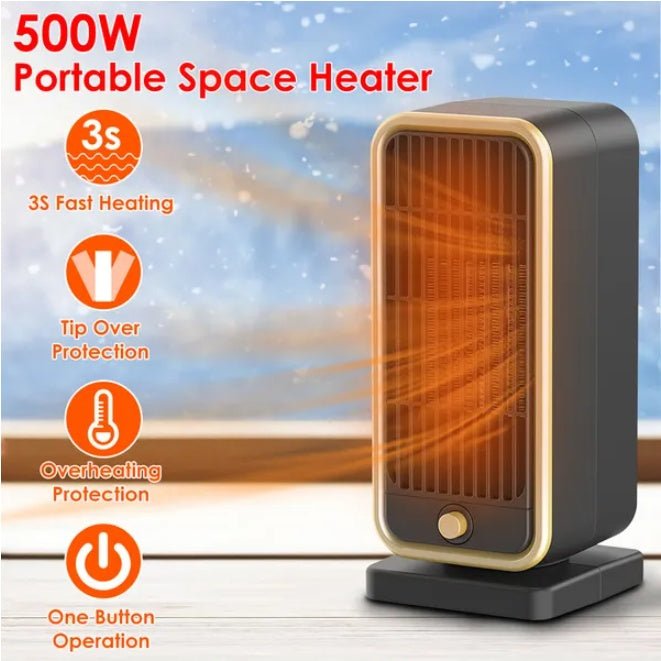 500W Portable Ceramic Space Heater for Home & Office - Smart Living Co.