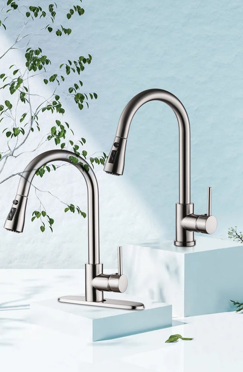 Pull-Out Kitchen Sink Faucet – Brushed Copper, Hot & Cold - Smart Living Co.