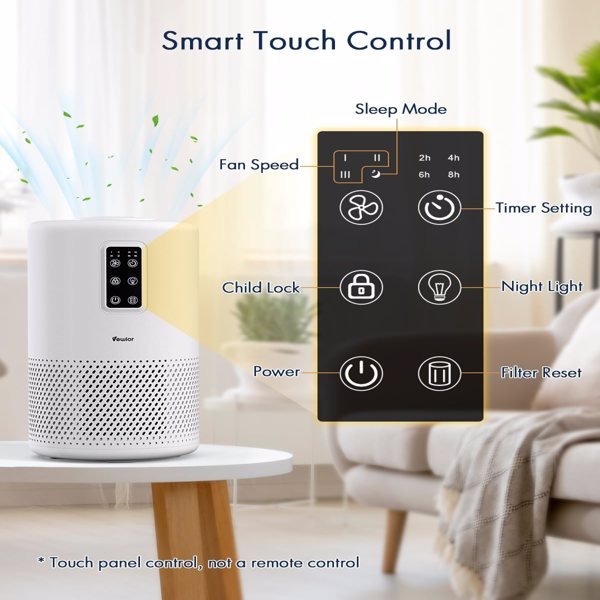 HEPA Air Purifier for Large Rooms - 1076 ft² & Sleep Mode - Smart Living Co.