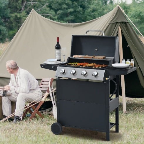 4-Burner Propane Gas Grill 34,000 BTU with Side Shelves - Smart Living Co.