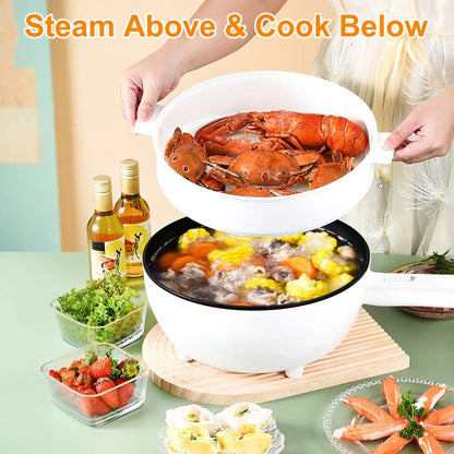3L Electric Hot Pot Cooker - Portable Kitchen Appliance with Frying Pan, Steamer & Safety Protection - Smart Living Co.