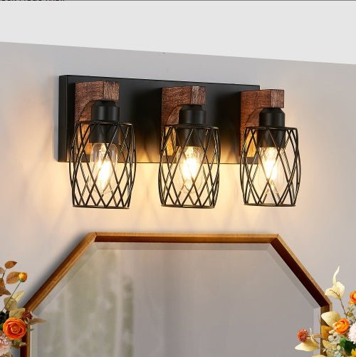 Industrial Vintage 3-Light Wall Sconce with Wooden Accents - Smart Living Co.