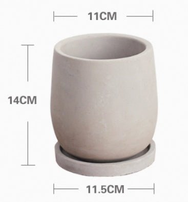 Cement Flower Pot with Drainage Tray – Chinese Style Planter - Smart Living Co.