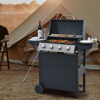 4-Burner Propane Gas Grill 34,000 BTU with Side Shelves - Smart Living Co.