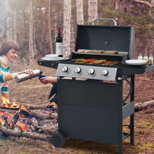 4-Burner Propane Gas Grill 34,000 BTU with Side Shelves - Smart Living Co.