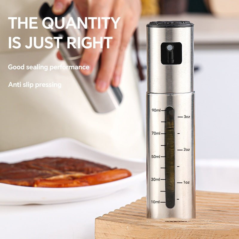 Stainless Steel Oil Dispenser Bottle — Press-Type Spray for Cooking & BBQ - Smart Living Co.