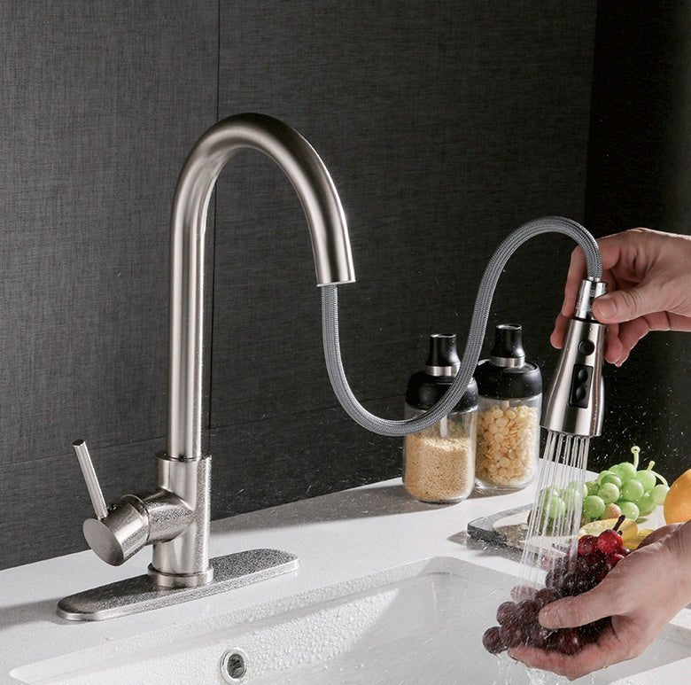 Pull-Out Kitchen Sink Faucet – Brushed Copper, Hot & Cold - Smart Living Co.