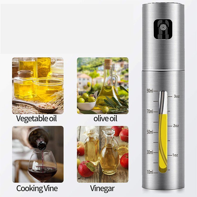 Stainless Steel Oil Dispenser Bottle — Press-Type Spray for Cooking & BBQ - Smart Living Co.
