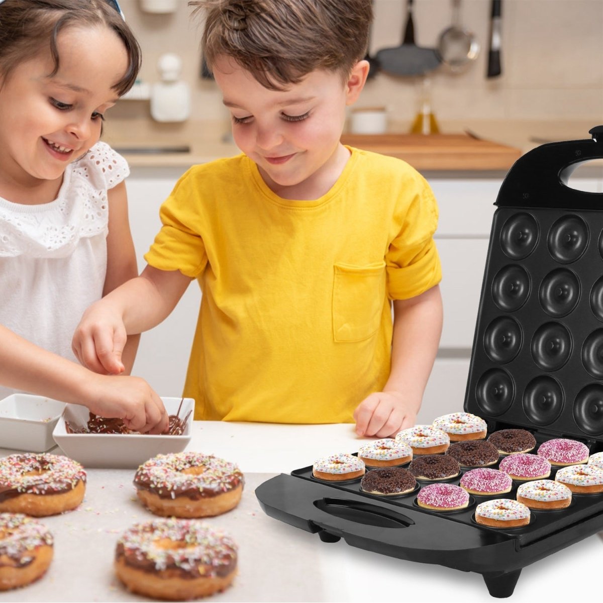 Mini Donut Maker Machine, 16-Hole – Non-Stick, 1400W - Smart Living Co.