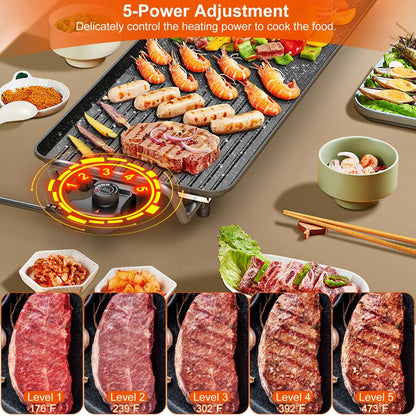 Electric BBQ Grill Griddle — 1500W Non-Stick Indoor/Outdoor Hot Plate with 5 Heat Settings - Smart Living Co.