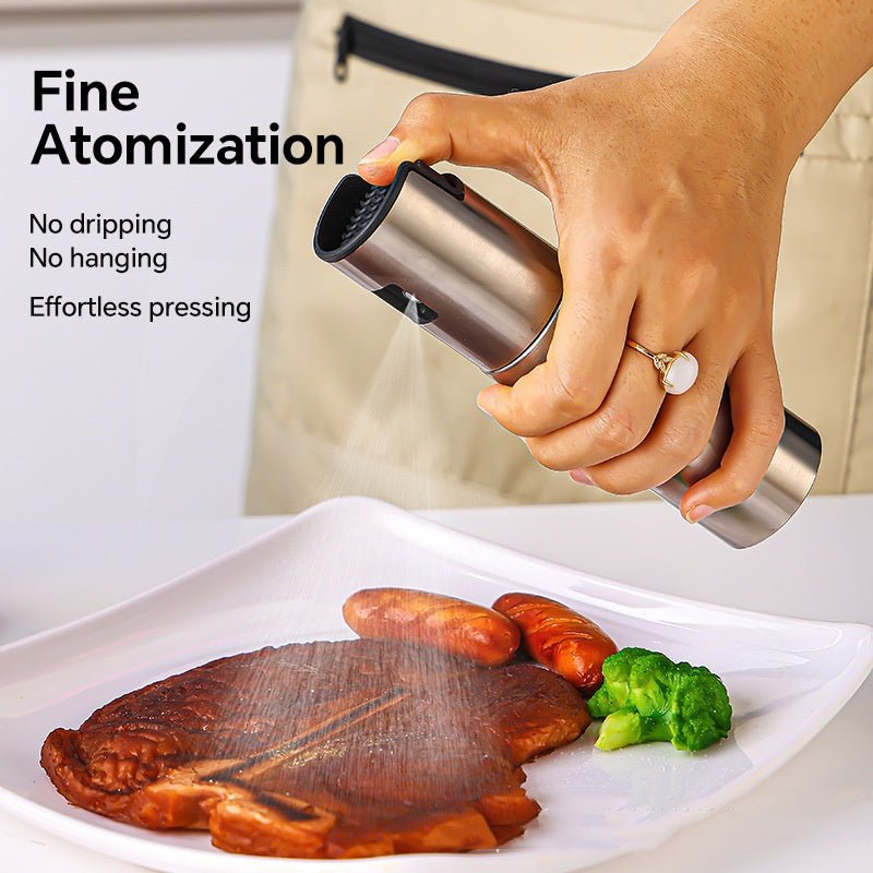 Stainless Steel Oil Dispenser Bottle — Press-Type Spray for Cooking & BBQ - Smart Living Co.