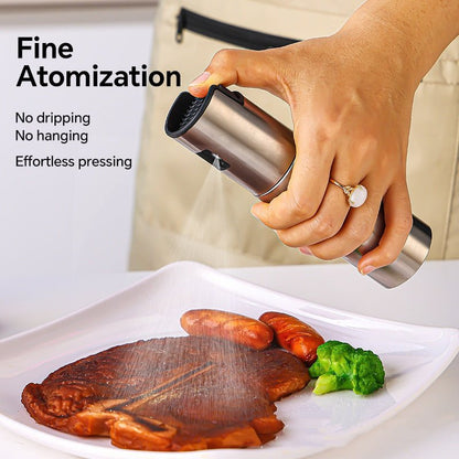 Stainless Steel Oil Dispenser Bottle — Press-Type Spray for Cooking & BBQ - Smart Living Co.