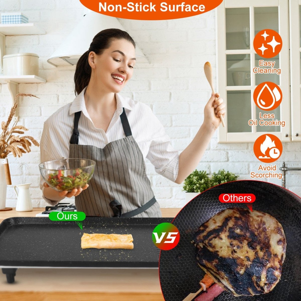 Electric BBQ Grill Griddle — 1500W Non-Stick Indoor/Outdoor Hot Plate with 5 Heat Settings - Smart Living Co.