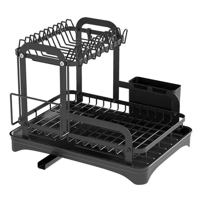 2-Tier Dish Drying Rack with Drainboard — Rustproof, Space-Saving Kitchen Organizer - Smart Living Co.