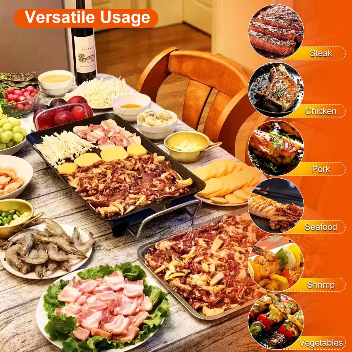 Electric BBQ Grill Griddle — 1500W Non-Stick Indoor/Outdoor Hot Plate with 5 Heat Settings - Smart Living Co.