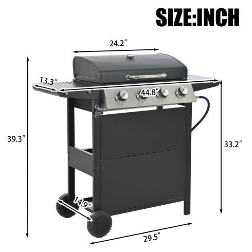 4-Burner Propane Gas Grill 34,000 BTU with Side Shelves - Smart Living Co.