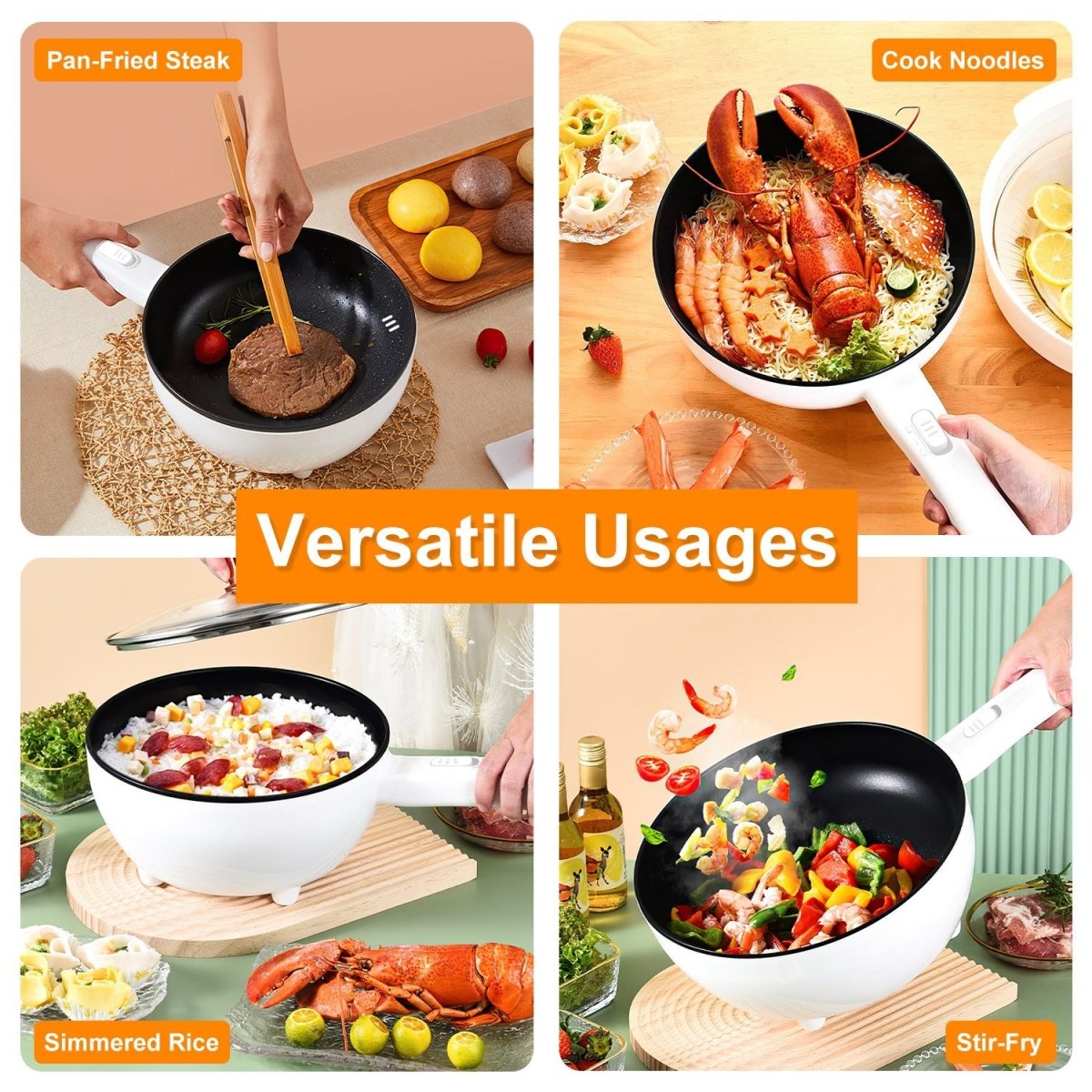 3L Electric Hot Pot Cooker - Portable Kitchen Appliance with Frying Pan, Steamer & Safety Protection - Smart Living Co.