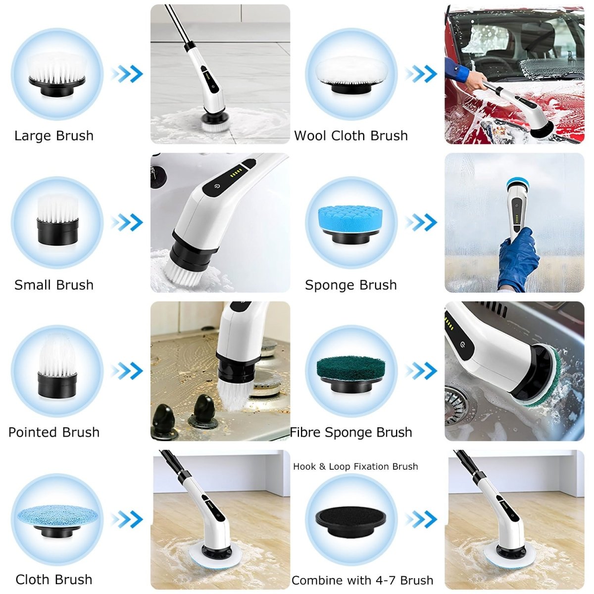 Electric Spin Scrubber — Cordless Cleaning Brush with 8 Replaceable Heads & Adjustable Handle - Smart Living Co.