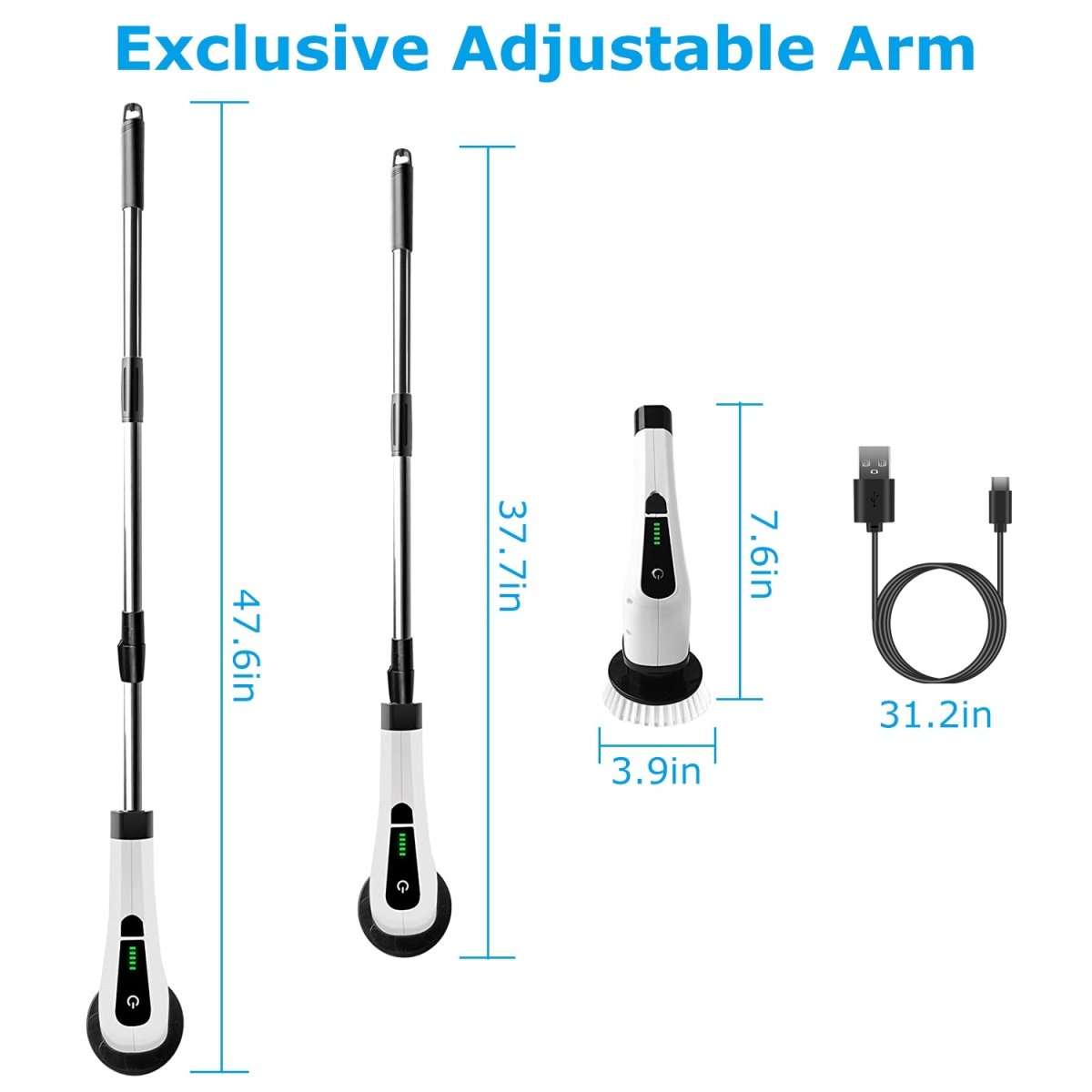 Electric Spin Scrubber — Cordless Cleaning Brush with 8 Replaceable Heads & Adjustable Handle - Smart Living Co.