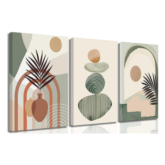 Boho Canvas Wall Art — 3-Piece Framed Set, Ready to Hang - Smart Living Co.